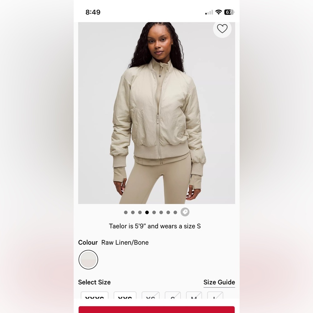 Lululemon bomber jacket, xxs, never worn!